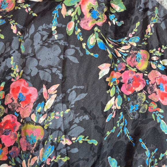 KUT From The Kloth Top Women XS Black Gray Floral Raglan Long Sleeve Casual - Picture 6 of 9